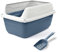 Patam offene Katzentoilette mit hohem Rand und Schaufel, 56 cm x 40 cm x 30 cm, hergestellt in Italien, Attila Blau