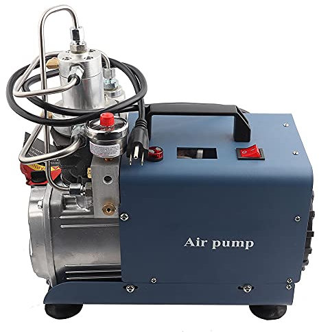 Elektrische Luftpumpe, Tragbare Luftkompressorpumpe mit Stoßfestem Manometer, 1500–4500 Psi (220V EU-Stecker)