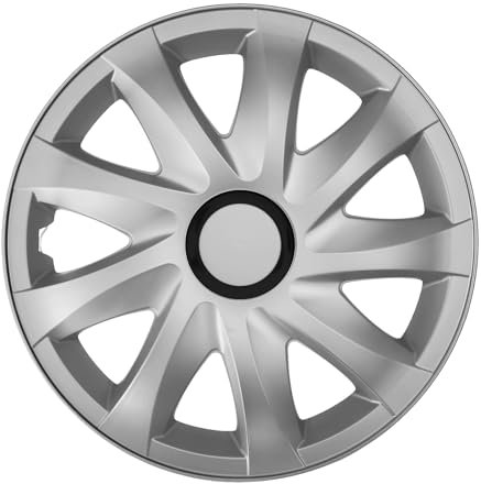 Luckyberg Radkappen 14 Zoll Kando | Zierkappen in vielen Farben, Radzierblenden 4er-Set für die meisten Automarken und Stahlfelgen. Felgenabdeckung für Autofelgen. (14 - Silver)