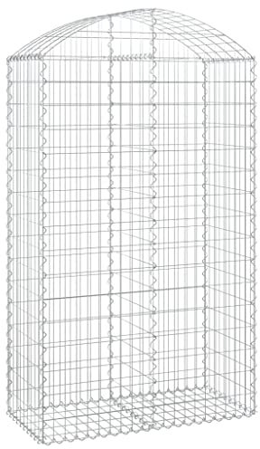 PRISSENT Panier de gabion extérieur à arc 100 x 50 x 160 / 180 cm fer galvanisé clôture résistante à la corrosion métallique barrière de jardin diverses utilisations décoratives espace extérieur cour