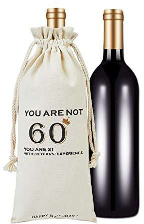 RF&CM Funny Birthday Wine Bottle Bags Gift,60th Birthday Gifts for Men Women Friends,Wine Bottle Bags for Women - Best 60 Year Old Gifts Ideas for Wife, Mom, Grandma,Sixty Class Reunion Ideas.