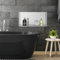LuxeBath Nicho de Ducha de Acero Inoxidable 60x30x10 cm Plata Marco de Pared Empotrado Alicatable Estante Integrado Instalación Flexible para Almacenamiento Organizador de Utensilios para Baño