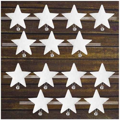 com-four® 2X Sternen-Dekogirlande mit Glöckchen - winterlicher Wandbehang - Deko-Band mit Sternchen - Christbaumschmuck - Hängedeko für Weihnachten