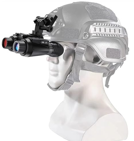 Goyojo Gafas de visión nocturna 4K montadas en la cabeza, prismáticos NVG infrarrojo con enfoque manual y zoom digital 8X para caza, campamento y vigilancia al aire libre