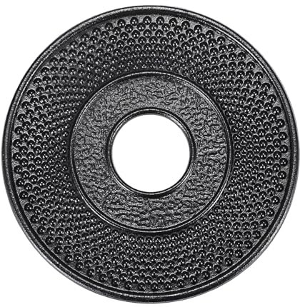 SUMTree Round Cast iron Teapot Trivet, Decorative Heavy Duty Hot Pot Holder Mat, Vintage Particle Pattern Cast Iron Trivet with Rubber Pegs for Kitchen Dining Table, 13 * 13 * 2cm