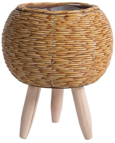 Plant Pots, Rattan Plant Stand, Plant Pot with Legs, 3.9'' Rustic Wicker Plant Stand, Small Planter Holder, Standing Plant Pot for Balcony Apartment Style1