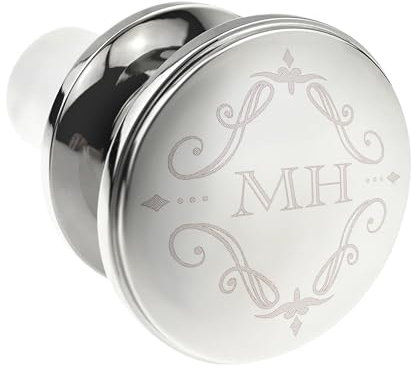 Generic Personalised Name or Initials Engraved Flourish Ornament Design Silver Wine Bottle Stopper Presented in a Gift Box, XWI2251-XX080051001