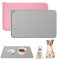Lot de 2 tapis de gamelle pour chien et chat - En silicone imperméable et antidérapant - Pour chien et chat - 48 x 30 cm - Noir et gris (rose + gris, 48 x 30 cm)