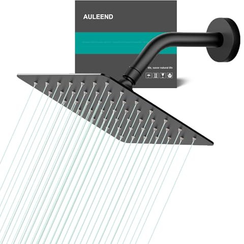 AULLEND Square Rain Shower Head - Thickened Stainless Steel Rain Shower Head with High Flow, Ultra Thin Design for Pressure Enhanced, Great Showers, Even at Low Water Flow
