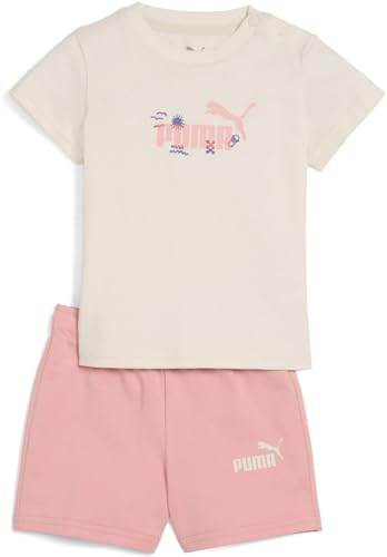 PUMA Unisex Baby MINICATS SANDY ADVENTURES Tee and Shorts Set INF Gestrickte Anzüge, Alpine Snow, 86