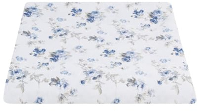 Stoff Loneta aus Baumwolle, Blumenmuster mit Rosen, bedruckter Stoff für Heimdekoration, Tischdecken, Kissen, Vorhänge, Höhe 280 cm (Blau, Meterware (100 x 280 cm)