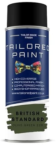 BRITISH STANDARD OLIVE GREEN 220 GLOSS Aerosol Spray Paint Wood Metal Upvc