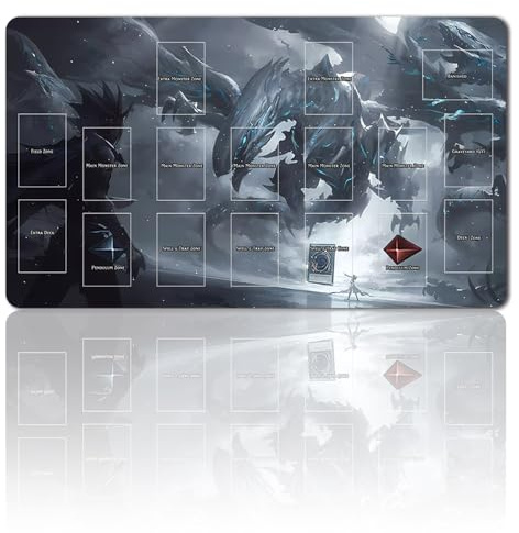 Tapis de jeu de société YGO - Avec sac étanche - Zones pour cartes - Dimensions : 60 x 35 cm - Compatible avec le tapis de jeu de cartes à collectionner (YGO-25 avec zone)