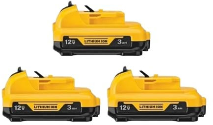 HOMEWQ Cordless/Rechargeable Compatible with Dewalt DCB120 Lithium ion Batteries 12V 3.0Ah Battery DCB124 DW089LG DCD701F2 Power Tools/Laser Level(3 PCS 3.0Ah)