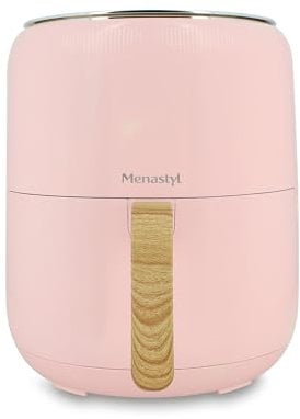 MENASTYL - Friggitrice senza olio ad aria calda Colorama - senza PFAS - 4.5L - 8 programmi - Temperatura regolabile fino a 200°C - Timer 1 ora - Cestino e griglia lavabili in lavastoviglie (rosa)