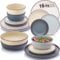 SÄNGER Bombay Moonlight | Geschirrset 16 teilig, Steingut Geschirr 4 Personen, 4x Speiseteller 4x Dessertteller 4x Schalen 4x Pastateller, Teller Set bunt | VALUE COLLECTION