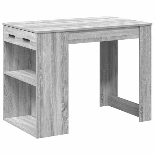 Genérico Wenjingqi 858691 Schreibtisch mit Schublade, EST Sperrholz, Grau Sonoma, Grau