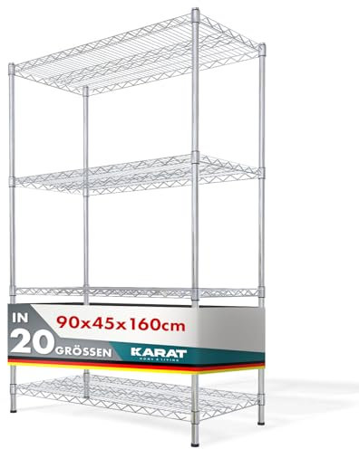 KARAT Metallregal - Aufbewahrungseinheit mit 5 Regalböden, höhenverstellbaren Einlegeböden und Nivellierfüßen (Everest - 90 x 45 x 160 cm)