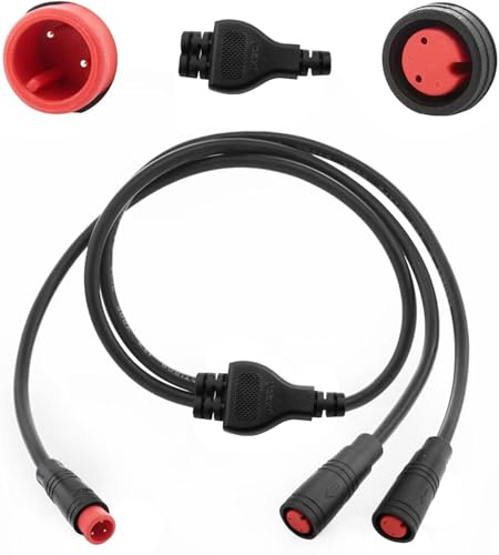 VISSQH Ebike 2 Pin Waterproof Y-Splitter Extension Cable Connector male and female 1 to 2 plug wire,2 pin cable connector for electric bike light,Gear Sensor and Brake Modification Kit