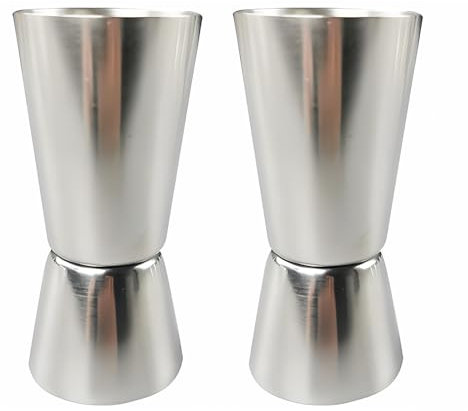 Doseur Cocktail 2cl 4cl, 2 Pièces Double Tasse à Mesurer Doseur Alcool en Acier Inoxydable, Verre Mesureur pour Gin, Whiskey, Alcool, Accessoires de Bar et Cocktail de Haute Qualité
