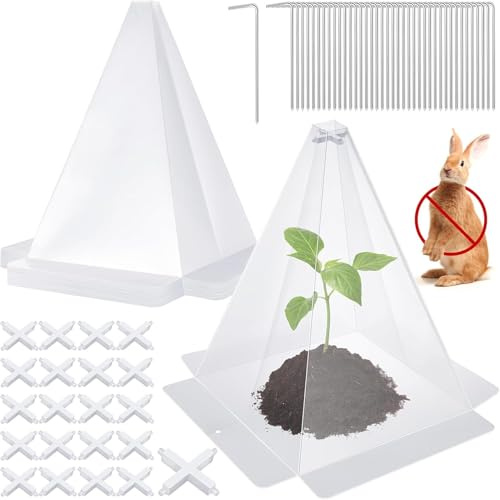 KAHEIGN 20Pcs Garden Plant Cloches, 28CM x 20CM Foldable Plastic Plant Bell Cover Reusable Mini Greenhouse for Protection Against Sun, Snow, Frost, Snails, Birds, Chickens, Insect Etc (Clear)