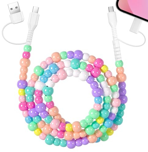 Coolden Multi USB Kabel für Ladekabel iPhone 17 16 15 Pro Max Schnellladekabel 4 in 1 USB C Ladekabel 1M Bunt Perlen USB C/A auf ISO, USB C/A auf Typ C Kabel für iPhone 13 14, Samsung Galaxy S24 S23