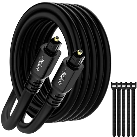 Mygatti Optical Audio Cable 15 m, Toslink Optical Digital Audio Cable (S/PDIF Lossless Sound Quality), Fibre Optic Cable for Home Cinema, Soundbar, DVD Player, PS4/Xbox One, TV etc. + 5 Cable Ties