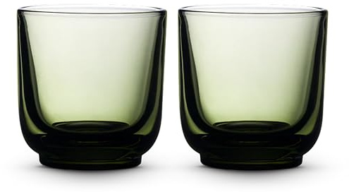 Fellow Pirch Cappuccino Cups 190 ml, Weighted Coffee Glasses, Woodland | Set of 2 Latte Glasses for Latte Art, Dishwasher Safe, Curved Interior, Thin Lip, Espresso and Tea Glass Cups, Tinted