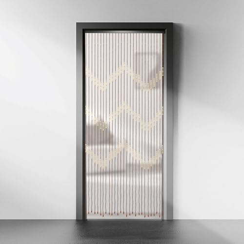 Dekltus Türvorhang Insektenschutz & Bambusvorhang 90x175 cm - 27 Stränge Türvorhang Bambus, Fliegenvorhang - Fadenvorhang, Perlenvorhang für Veranda Terrassentür Zimmereingang