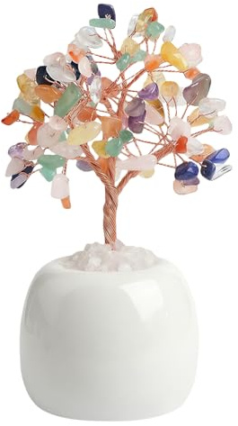 VLYX Regenbogen-Kristallbaum des Lebens - Handgefertigter Rosenquarz Edelstein 3D Geometrische Tischdeko für Zuhause & Arbeitszimmer, Beruhigendes Deko-Geschenk