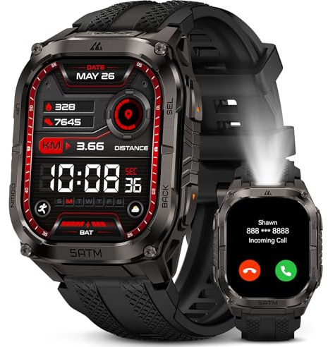 KOSPET TANK M4C GPS Smart Watch for Men, LED Flashlight and Walkie-Talkie