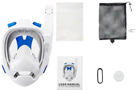 Bewinner Helansiktssnorkelmask Säker och Justerbar Passform Simdykglasögon för Vuxna Barn PC-material (S/M)