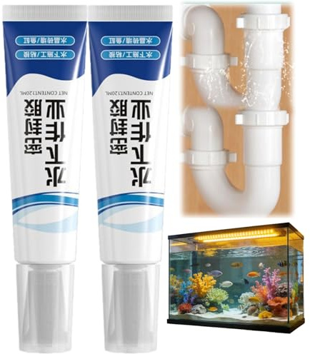 2 Stück Aquarium Silikon & Kleber Unterwasser – Praktisch Aquarien Silikon mit Haftung,elastisch & beständig, Ideal als Aquarium Kleber Unterwasser