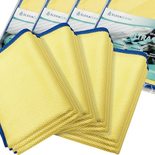 ELEXACLEAN Fenstertuch streifenfrei, Premium Mikrofaser Scheibentuch (12 Stück, 60x40 cm, gelb), Glas Putztücher Autotuch für Innen & Außen