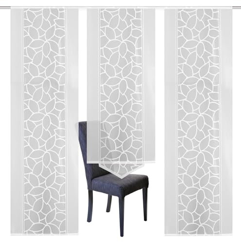 Home Fashion 88334 3er-Set SCHIEBEGARDINEN Jacquard, weiß, 2X 245x57 + 1x 160x57 cm