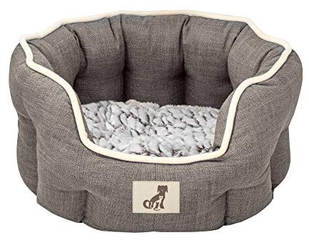 AllPetSolutions Alfie Range Dog Bed - Warm, Fleece-Lined Machine Washable Dog Bed with Raised Rim - Calming Pet Sofa & Home Lounger with Extra Soft Reversible, Removable Pillow Cushion - Medium, Brown