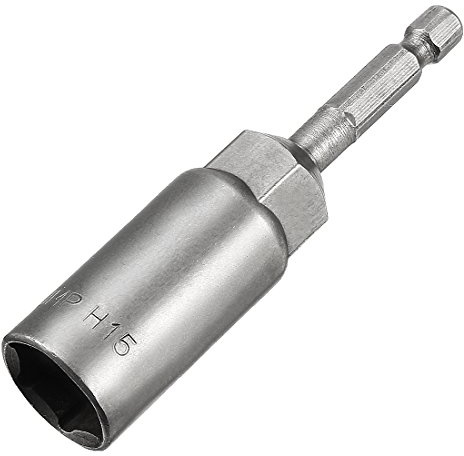 Sourcingmap 1/4 Quick-Change Hex Shank 15mm Nut Setter Driver Drill Bit, 80mm Length, Metric No-Magnetic