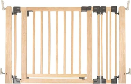 Safetots Wooden Multi Panel Room Divider, up to 116cm, Natural Wood, 76cm Tall, Multi Panel Flexible Room Barrier, Room Divider with Door for Baby and Toddler, Easy Installation