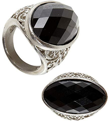 PARTY DISCOUNT Ring Gothic, mit schwarzem Stein