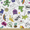 ABAKUHAUS Emoji Stoff als Meterware, Bunte 80er Comic-Set, Qualität aus Gewebten Stoff Wohnaccessoires, 5M (148x500cm), Grün Gelb Lila
