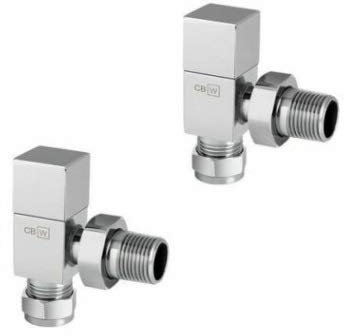 Center 15mm Angled Manual Radiator/Towel Rail Valve Chrome Square Head Pack x 2