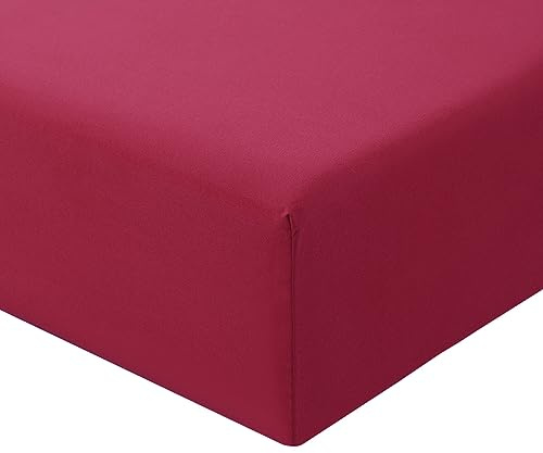 RUIKASI Double Fitted Sheet Deep 40cm Pocket, Red 135x190cm