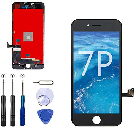 For iPhone 7 Plus Screen Lcd Display Digitizer Replacement Black 5.5 Inch compatible A1661 A1784 A1785 Smooth Touch Screen Full Repair Tool Kit