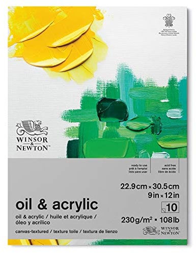 Winsor & Newton 6532008 Ölmalpapier im Block - 10 Blatt 22,9 x 30,5cm, 230g/m², Säurefrei, ohne optische Aufheller, Alterungsbeständig für Ölfarben, Ölpastelle und andere schwere Farbaufträge
