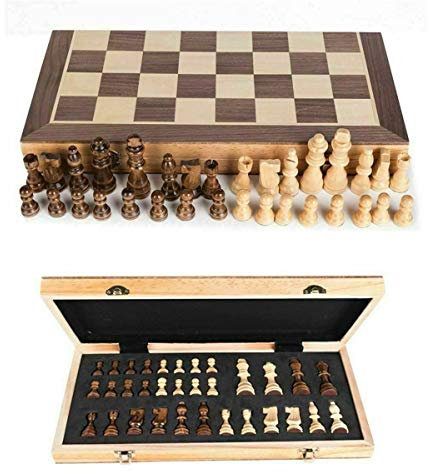 EVERGD Wooden Chess Set Magnetic Pieces Travel Chess Set For Kids Adults Folding Wooden Chess Set Chess Board Game Portable 12x12 inch