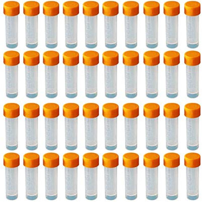 HUAZIZ Lot de 40 Tubes à Essai Gradués 5ml, Cryotubes En Plastique Tubes, Tube de Fiole Congelé en Plastique avec Bouchon à Vis, Flacon Transparent