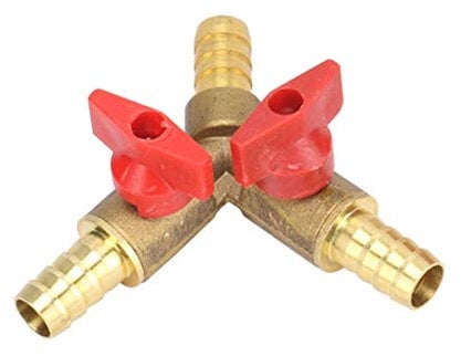 HATOOLHA® 3-Wege-Schlauchverbinder, Y-Form, Messing, Kugelhahn-Anschluss, Absperrkupplung, Splitter, Kugelhahn für Wasser, Öl, Gas (10 mm)