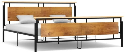 vidaXL Bett mit Lattenrost Metallbett Bettgestell Doppelbett Schlafzimmerbett Bettrahmen Ehebett Schlafzimmermöbel Metall 200x200cm