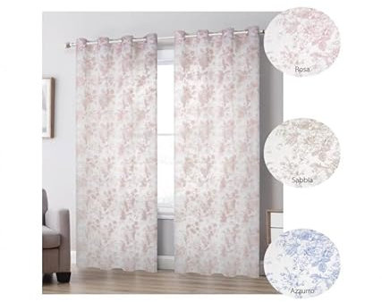 Lovely Shabby Tenda Anelli per Soggiorno Camera da Letto Tende per Interni semi trasparente Floreale Romantica 1 Pannello 140x280 (rosa)