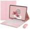 Chstls Round Keycap Clavier Coque pour Galaxy Tab S6 Lite 10.4 2020 SM-P610 P615, [QWERTY-US Layout], Magnétiquement Clavier Bluetooth sans Fil et Souris Étu Housse avec Porte Stylo + Touchpad - Rose
